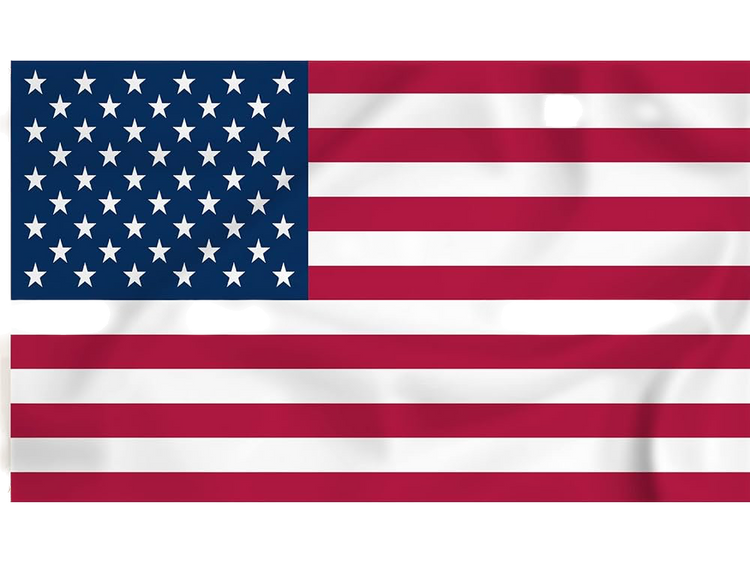 American flag with stars and stripes on a white background
