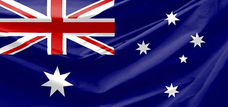 Flag of Australia with stars and a red cross