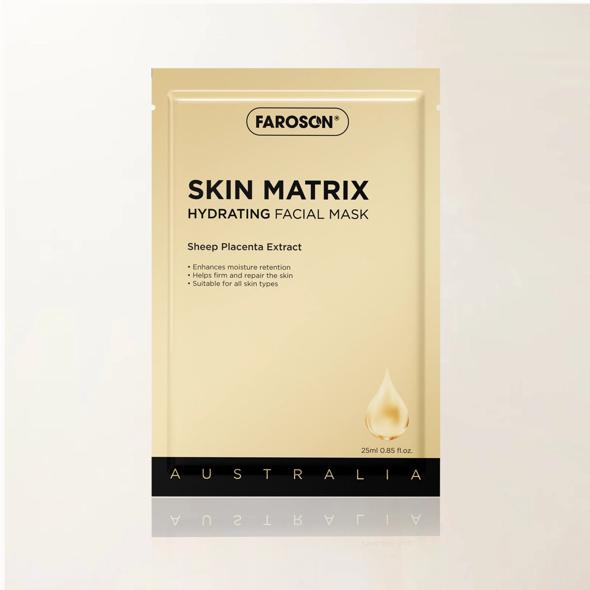 Faroson Skin Matrix Hydrating Facial Mask packaging on a light beige background