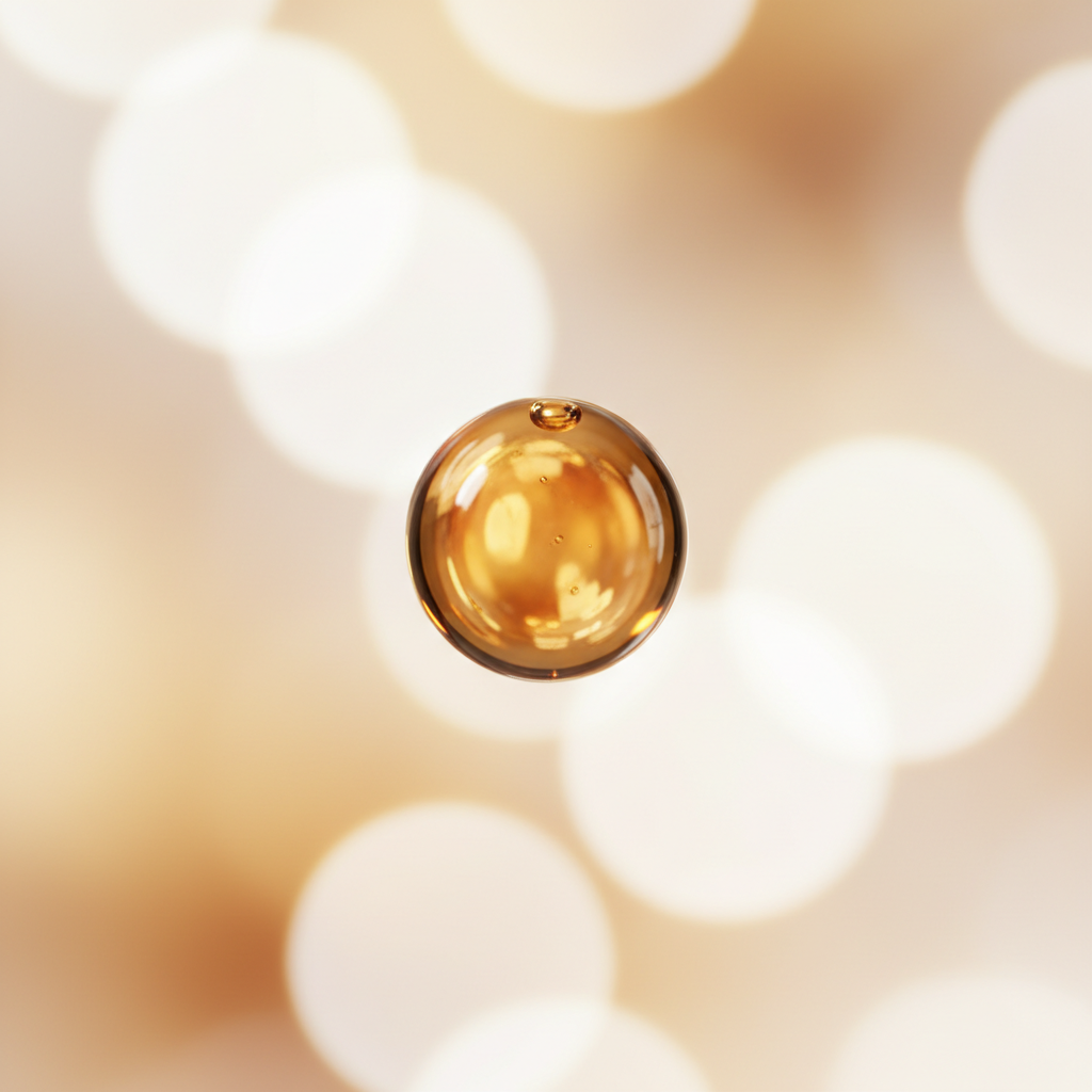 Gold pendant against a blurred light background