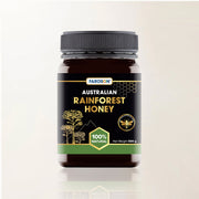 Jar of Farason Australian Rainforest Honey on a light beige background