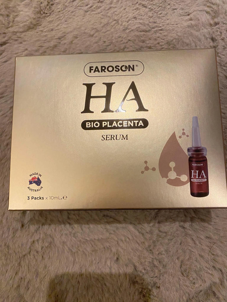 Box of Farason HA Bio Placenta Serum on a textured surface