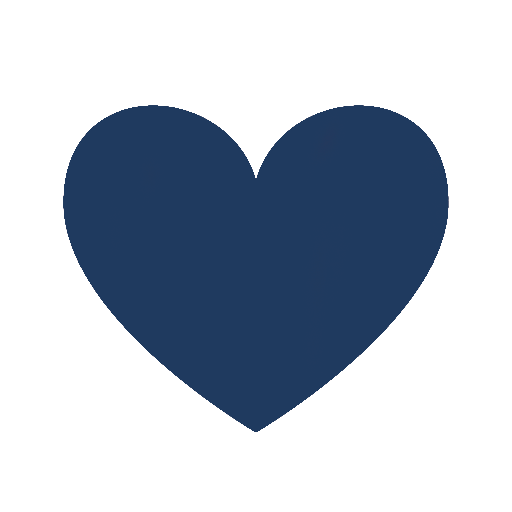 Navy blue heart shape on a white background