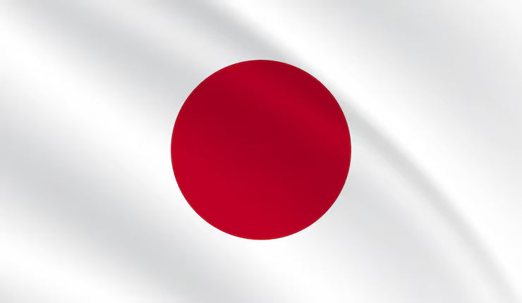 Flag of Japan with a red circle on a white background