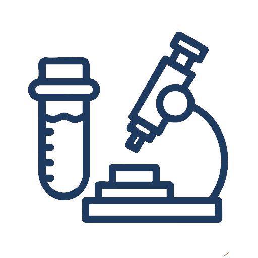 Icon of a microscope and test tube on a white background