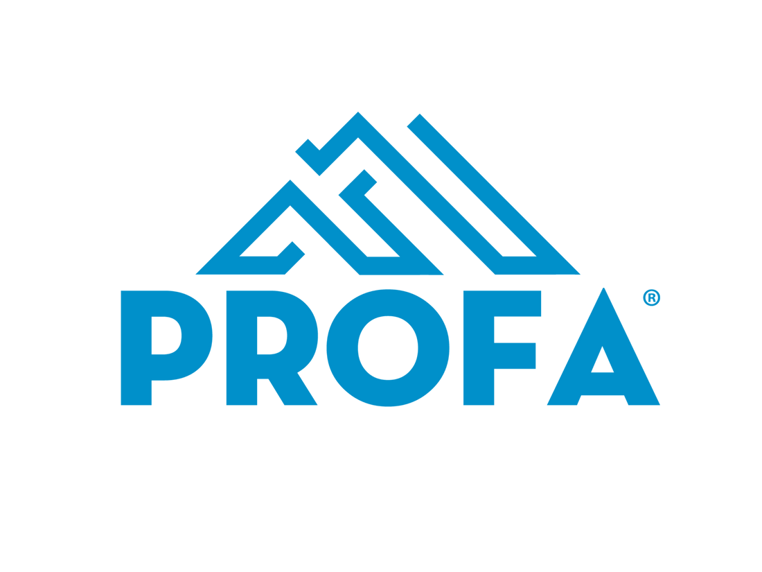 PROFA logo with blue geometric design on a white background